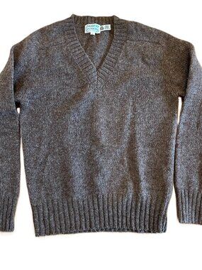 Vintage Modern Juniors 100% Pure Wool Sweater V-Neck Brown Women’s Size Large